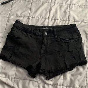 Black ripped jeans shorts